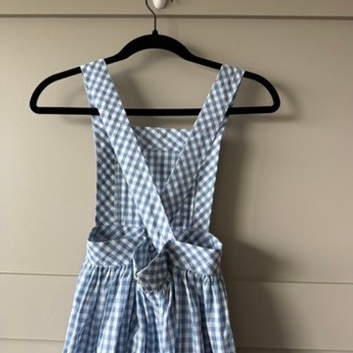 Blue White Gingham Pinafore Apron Tote Bag Set Womens XS Cottagecore Farmhouse