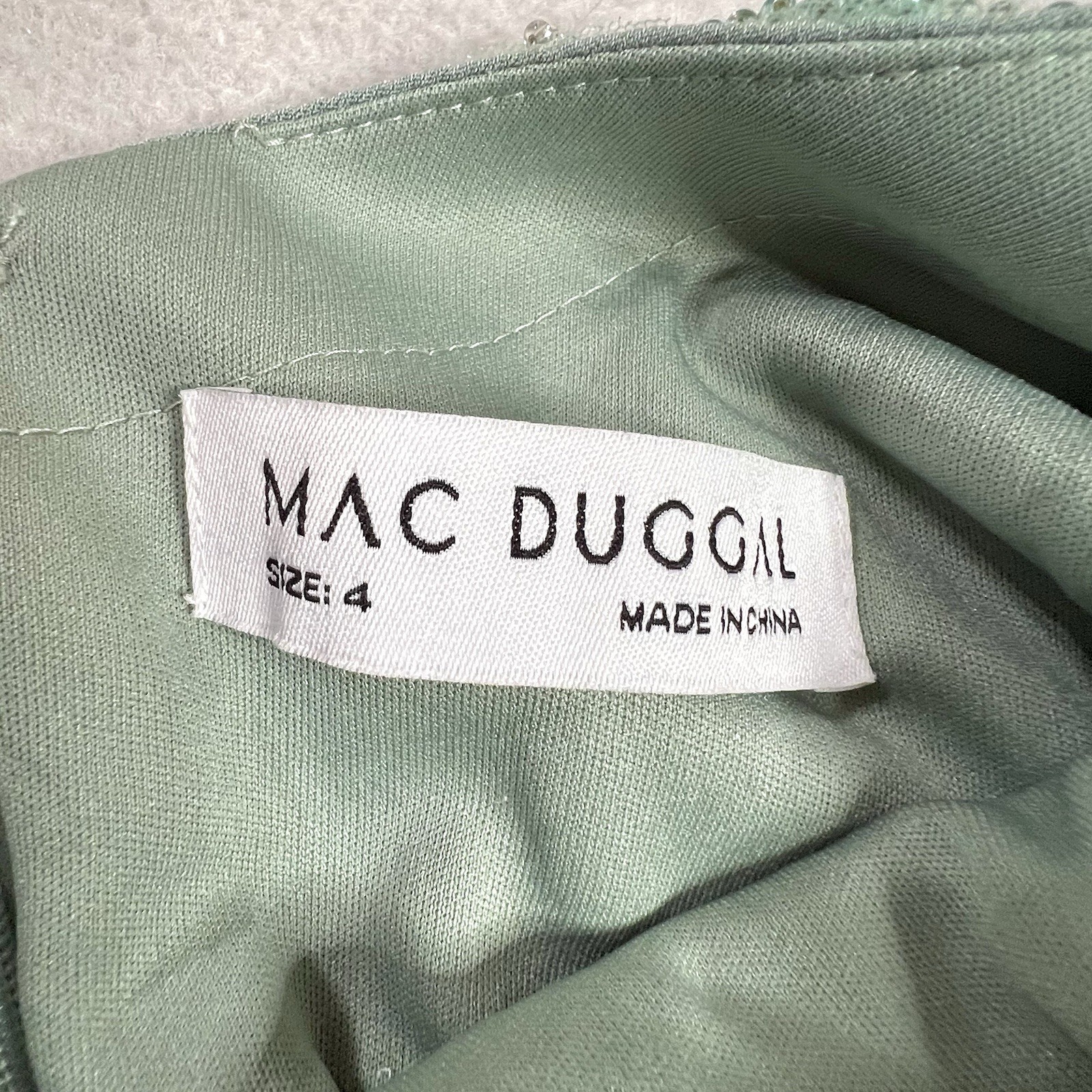 MAC DUGGAL 11910 Green Sleeveless Jersey Gown Size 4 Cowl Neck Beading NWT