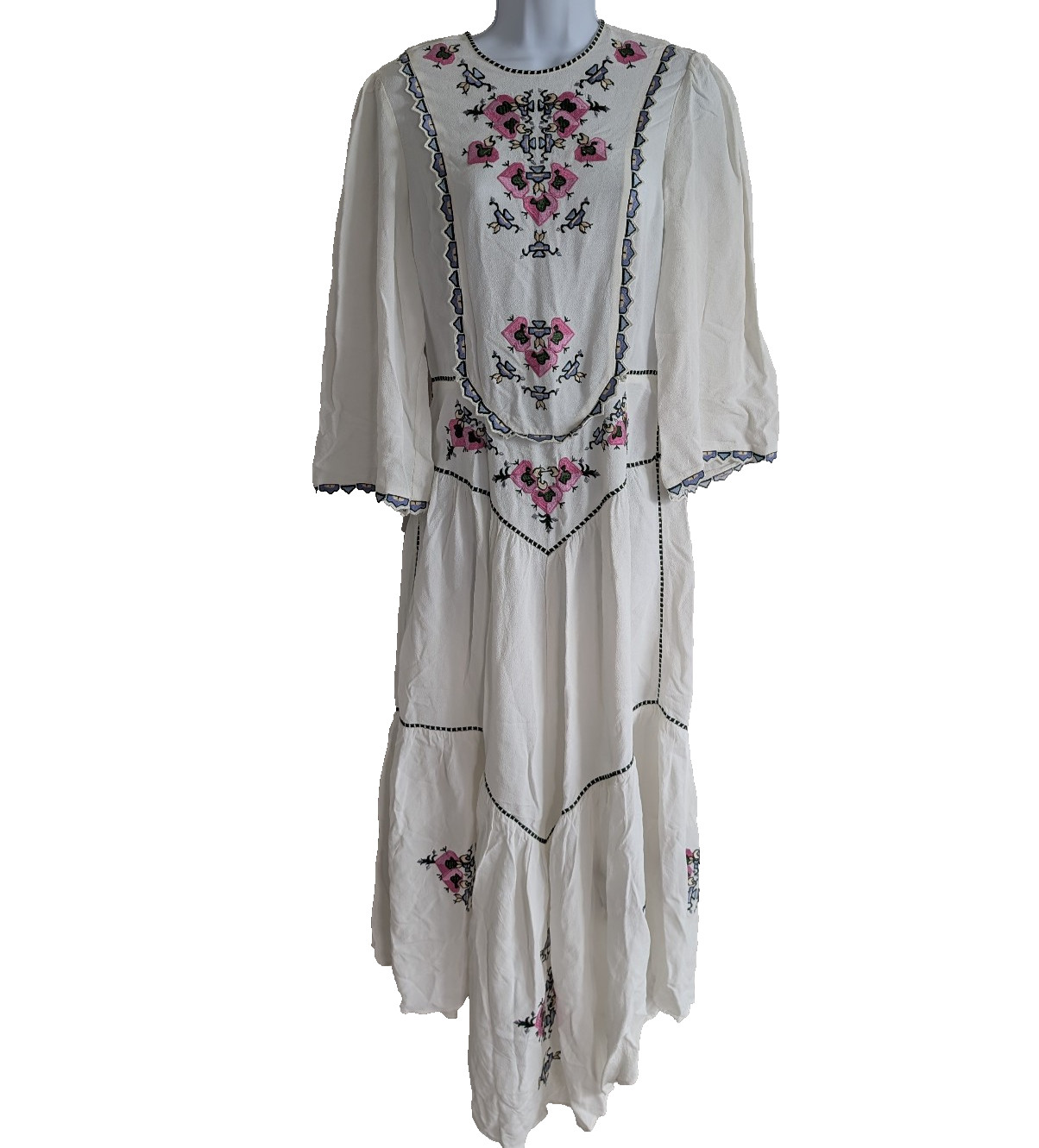 Isabel Marant Sonia Midi Dress Womens 36 US 4 Embroidered Boho Cottage 70s