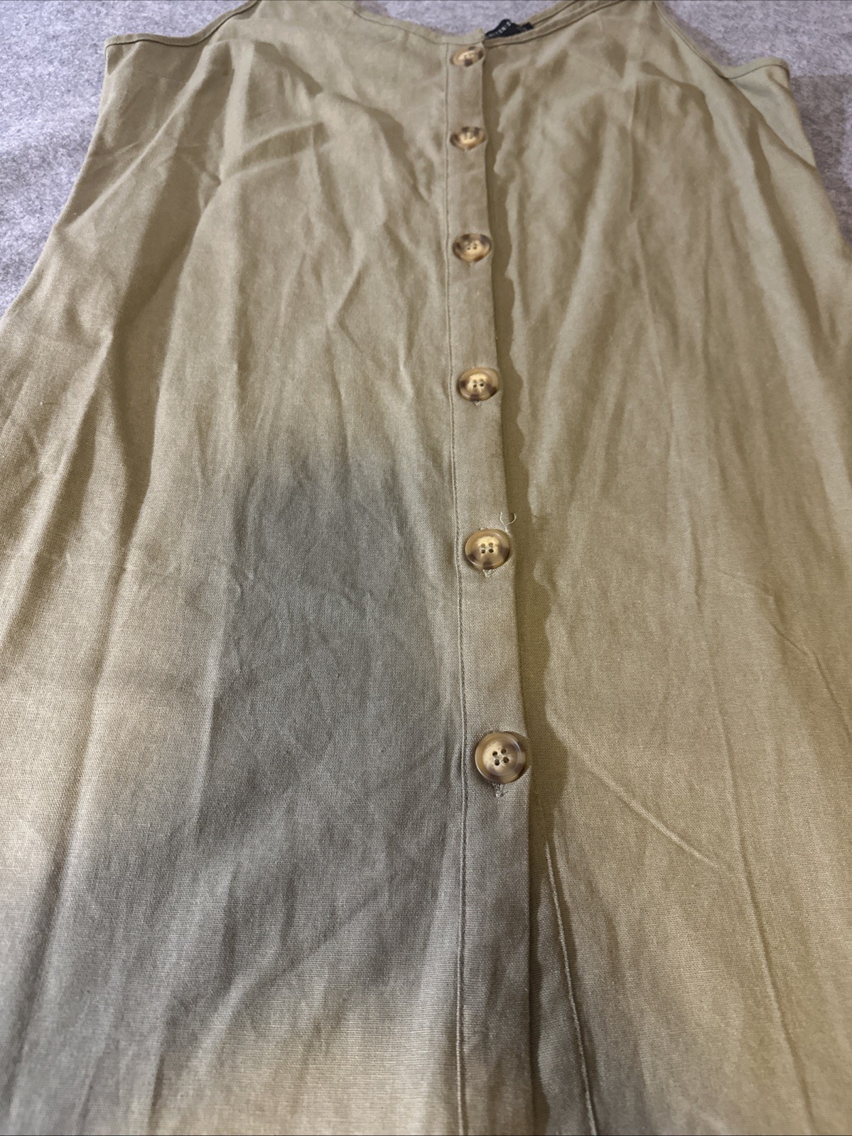 Cotton On Large Linen Blend Full Button Front Mini Dress Tunic Olive Minimalist
