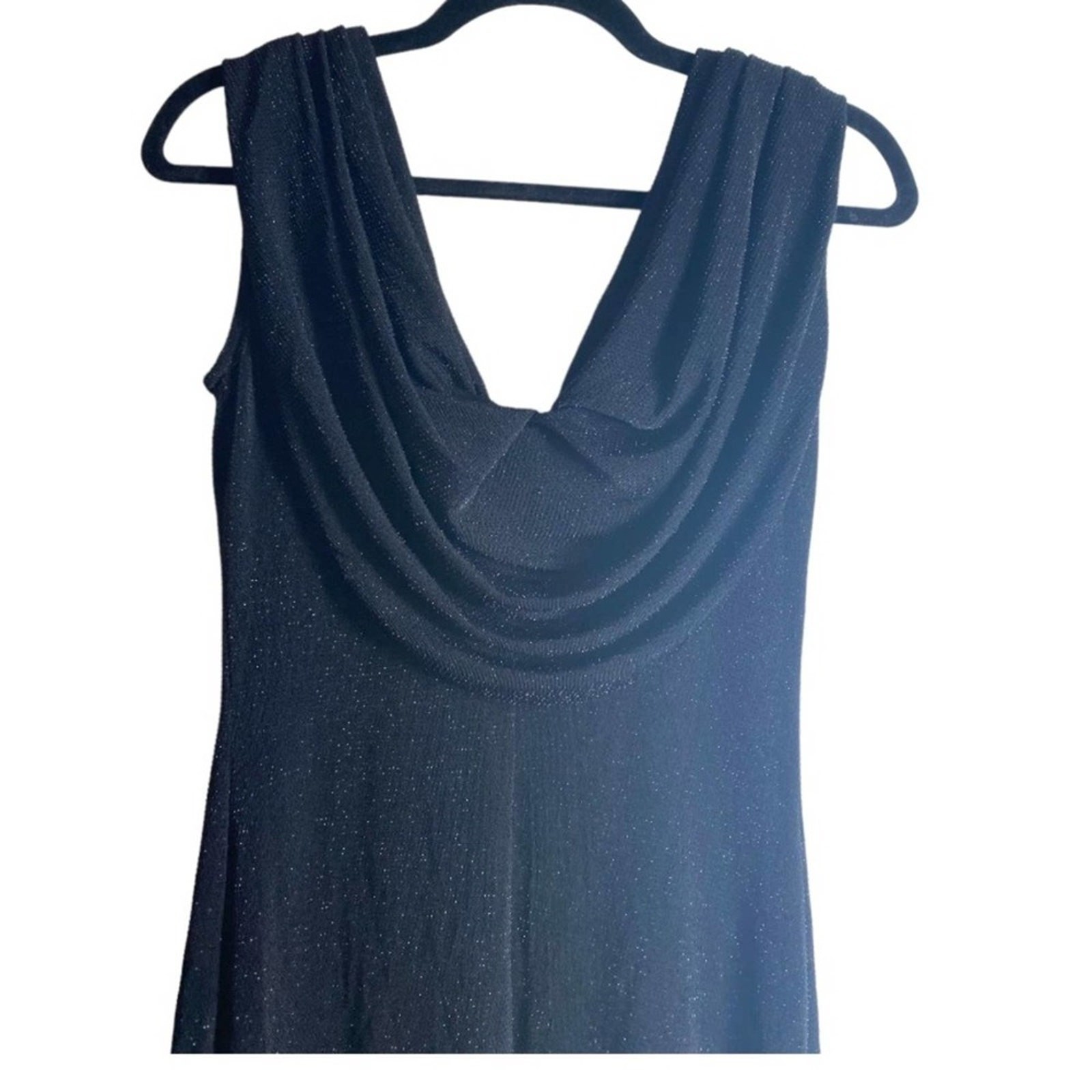 VINTAGE Alex Evenings Black Shimmer Cowlneck Maxi Dress Long Gown Sz 6
