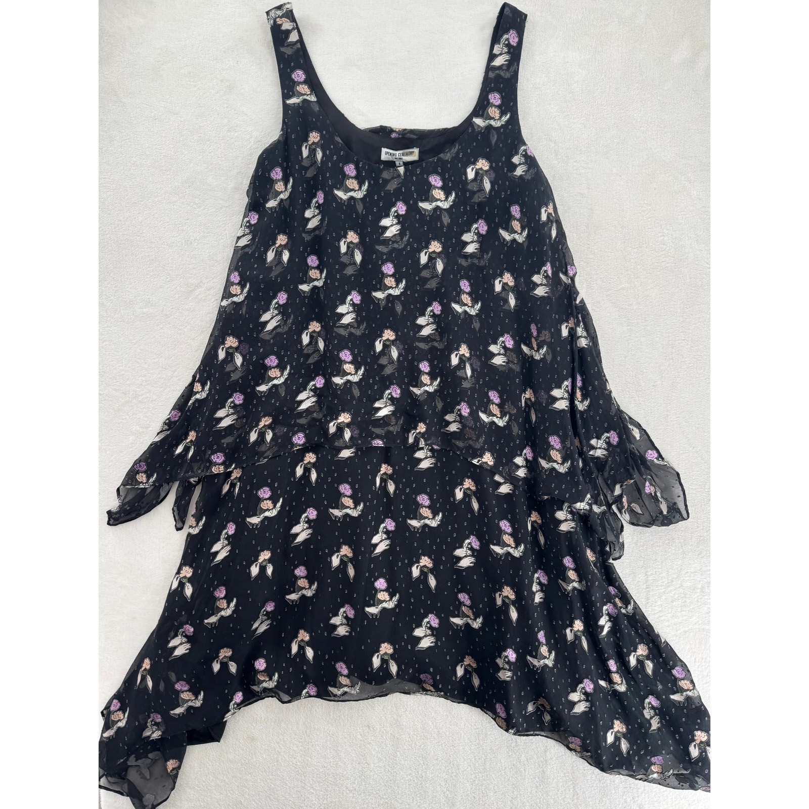 Opening Ceremony Black Gestures Burnout Handkerchief Dress Sleeveless 8