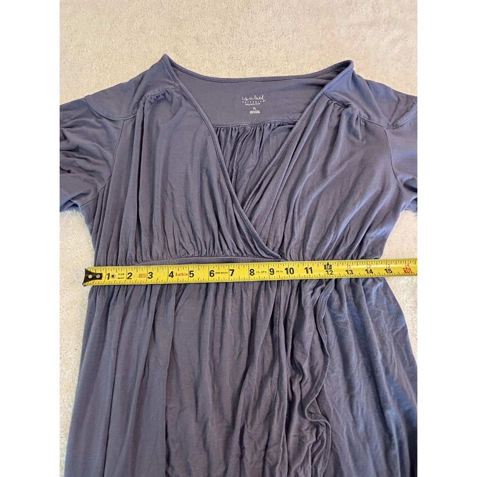 Isabel Maternity by Ingrid & Isabel Blue Purple Faux Wrap Maxi Dress XL Short