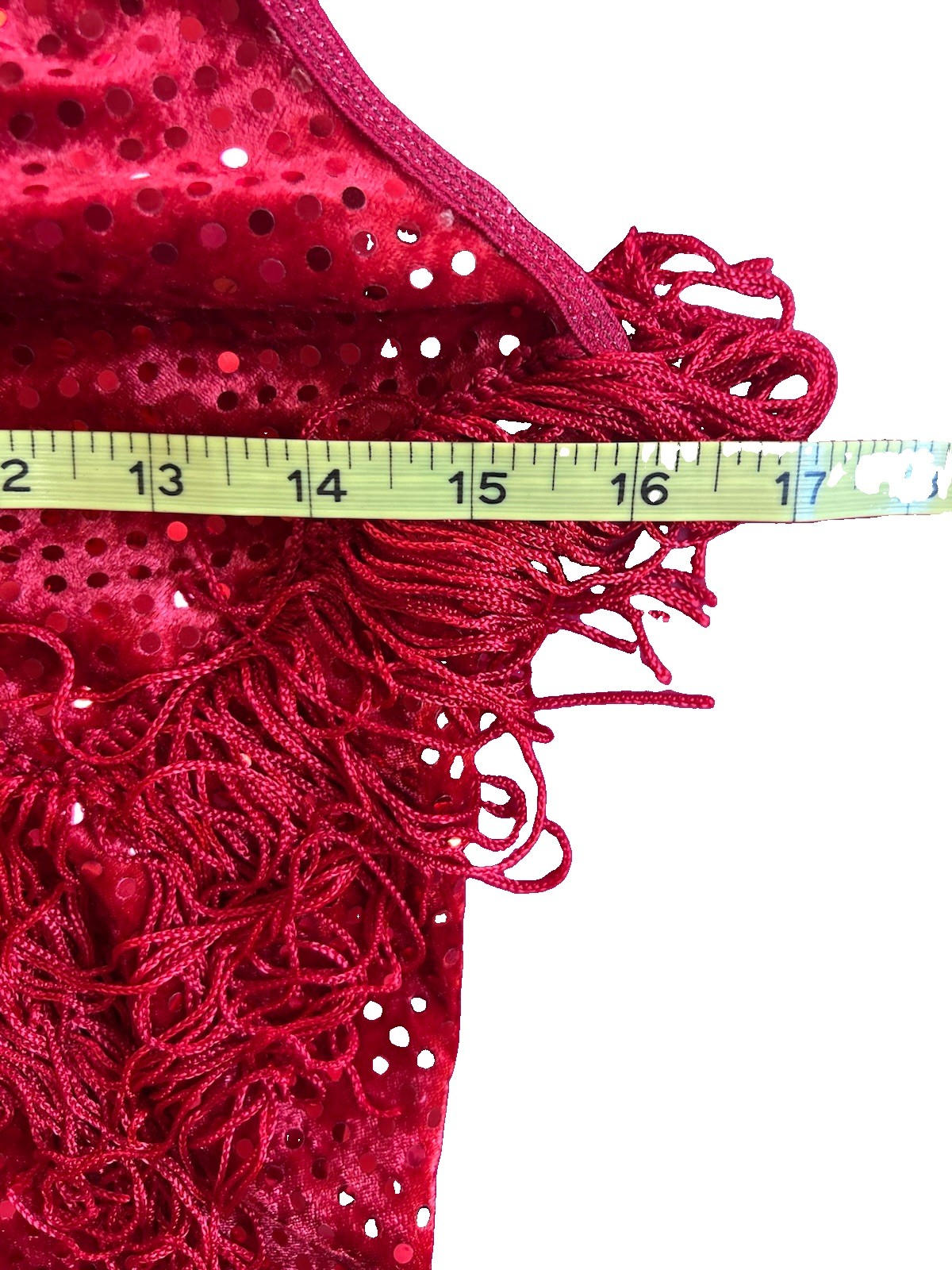 Vtg Charades Chicago red Flapper Sequin Fringe Dress Size Small HTF