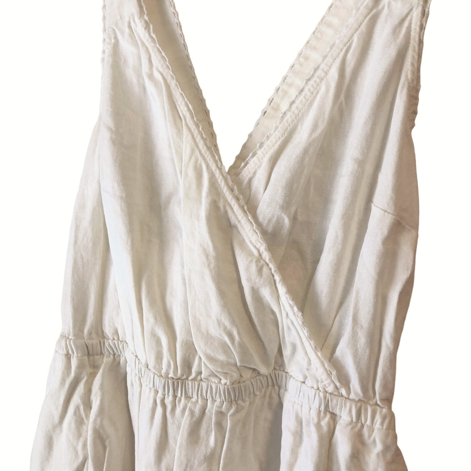 NEW Universal Thread Linen Rayon Cross Back Maxi Dress Summer Smocked White Sz S