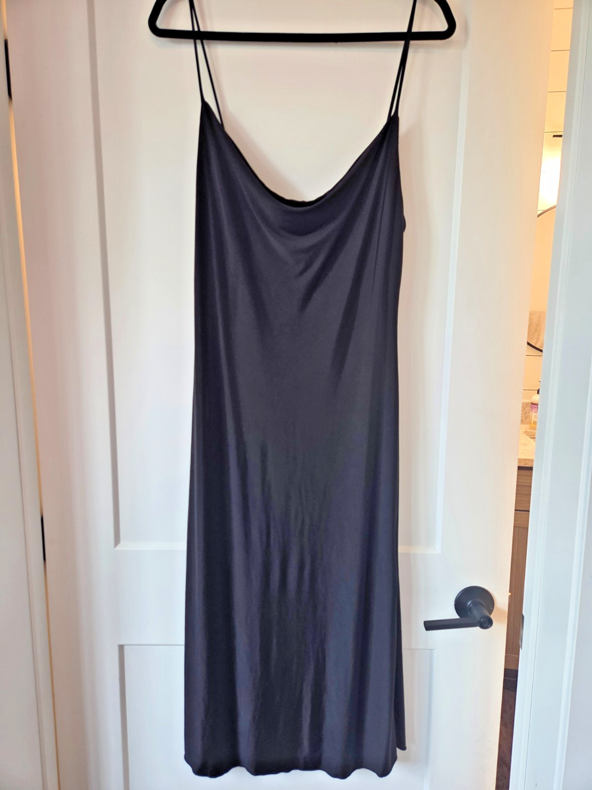 SINCERELY JULES Slinky Black Spaghetti Cowl Neck Midi Slip Dress Black Size XL