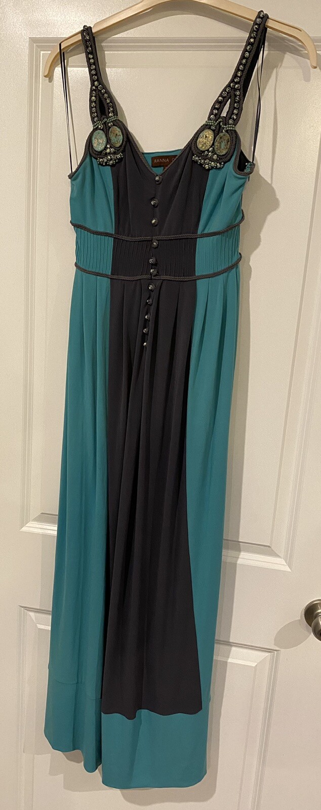 Anthropologie RANNA GILL Sabatina Dress MEDIUM Flutter Sleeve Back View Goddess