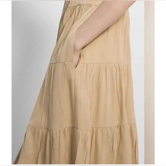 Theory Project Tiered Georgette Maxi Dress In Wheat Size 4