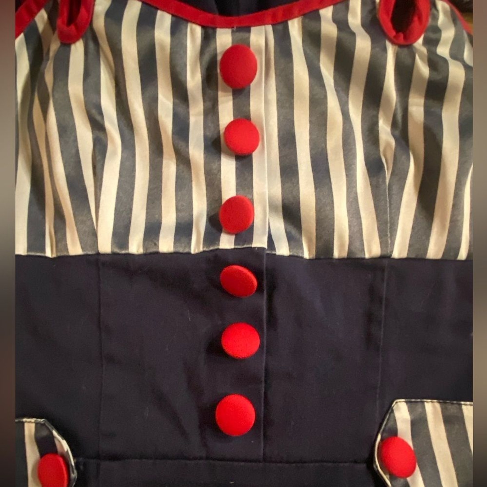 🎀Voodoo Vixen Sailor Rockabilly Blue and Red fitted wiggle nautical dress S