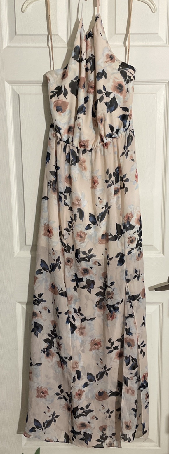 Women’s Ali & Jay Halter Maxi Floral Rose Blush/Salmon/Peach Dress – Sz Large