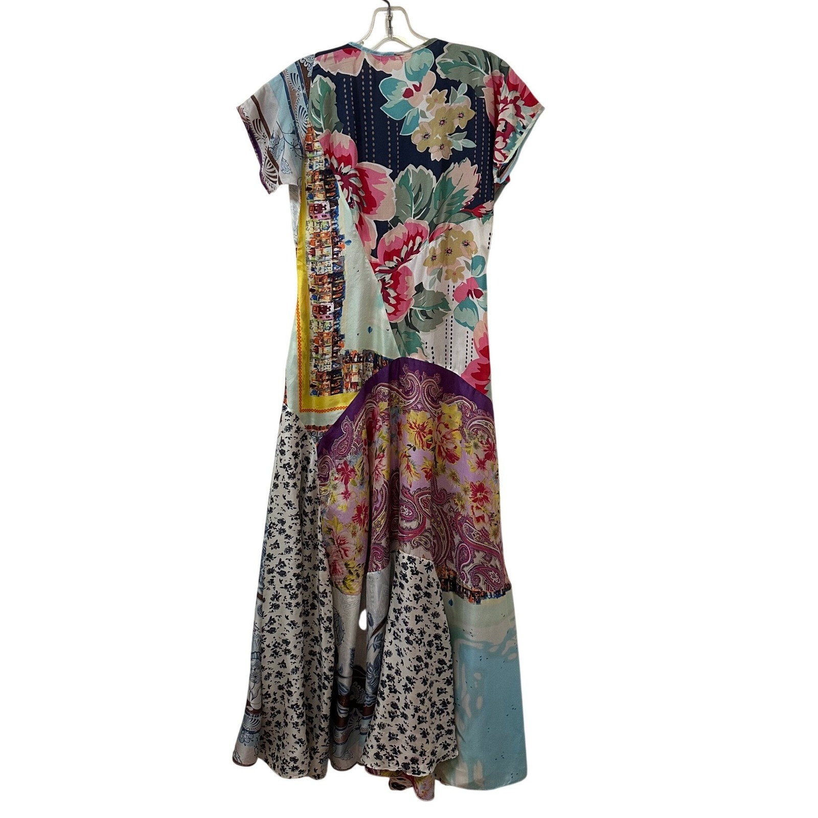 Johnny Was Georgette Patchwork Floral Paisley Maxi Dress V-Neck PXS Multi-Color
