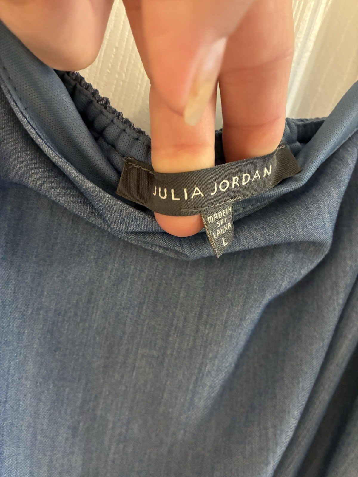 Julia Jordan Blue Chambray Long Strappy Tie Waist & Pockets Dress L
