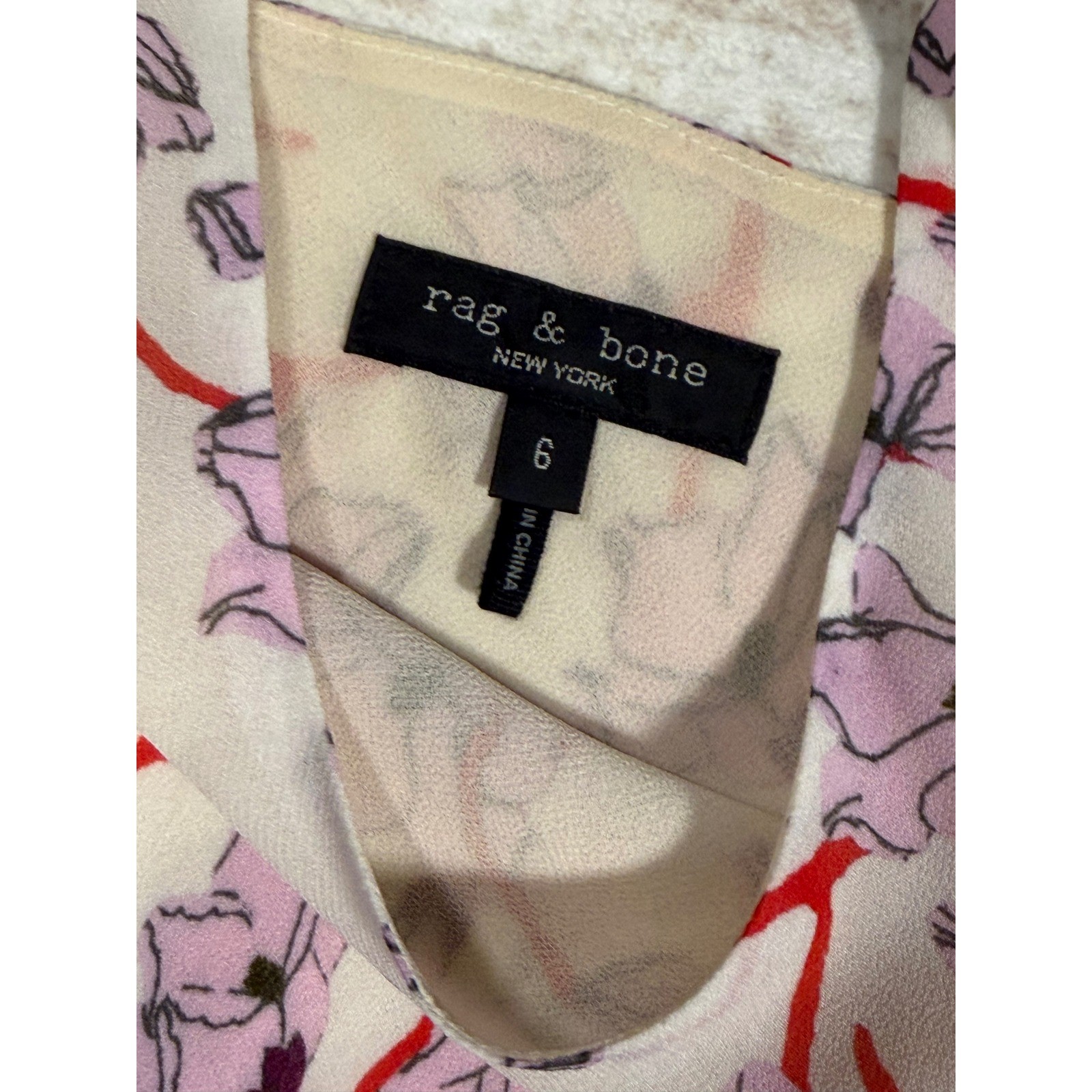 Rag & Bone Floral Midi Slip Dress Pink Purple Ivory Sleeveless Viscose Size 6