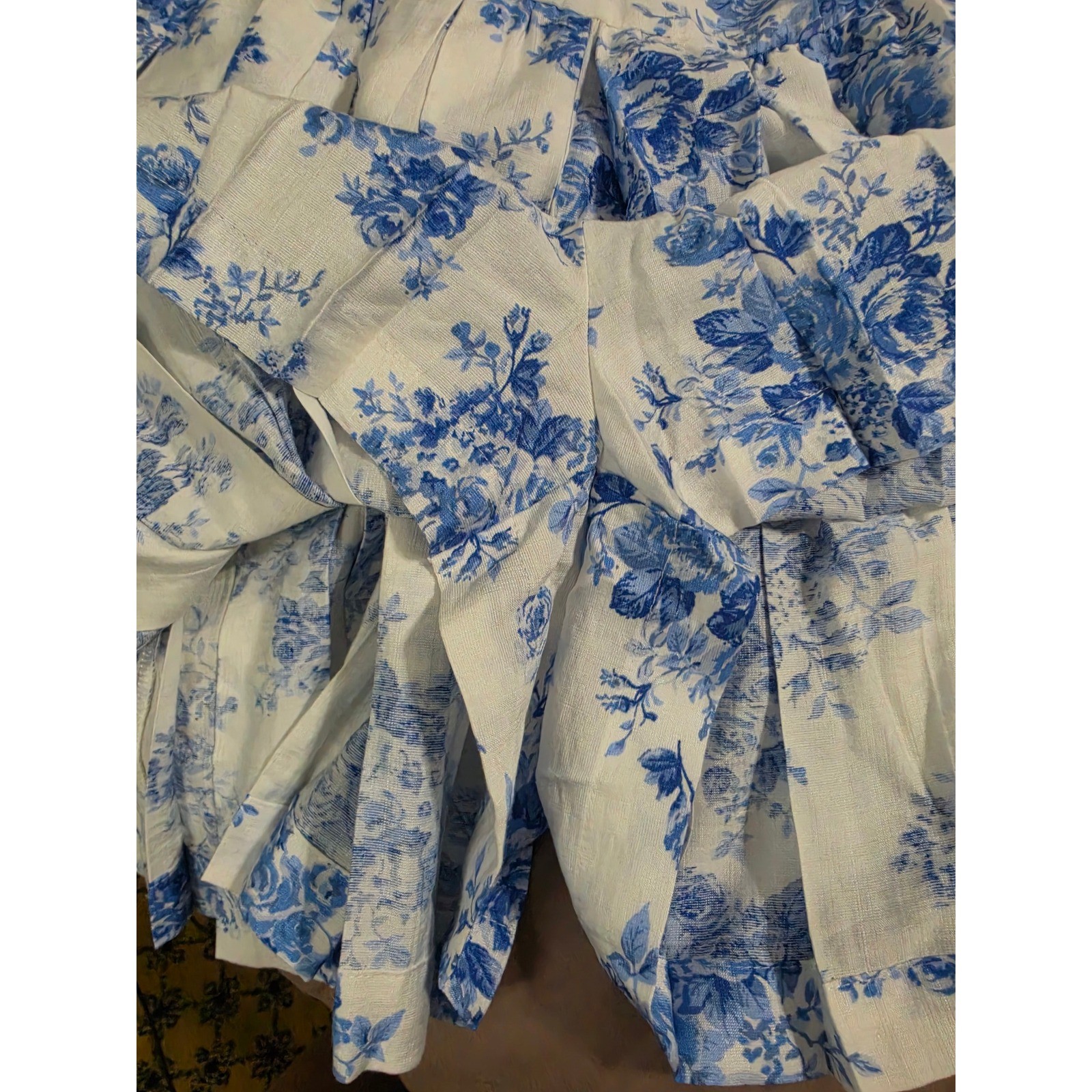 En Creme Blue White Floral Tie Shoulder Mini Dress Romper ERU61988GK Small NWT