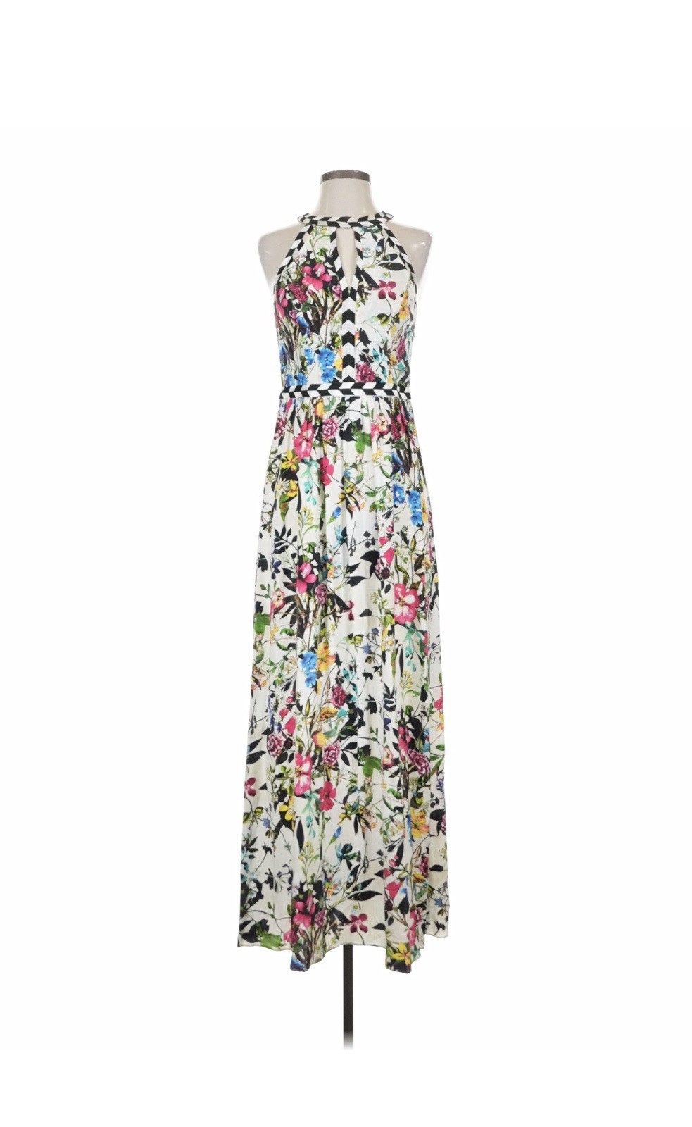 Parker Silk Halter Floral Luella Sleeveless Maxi Dress S Resort Vacation Cutout