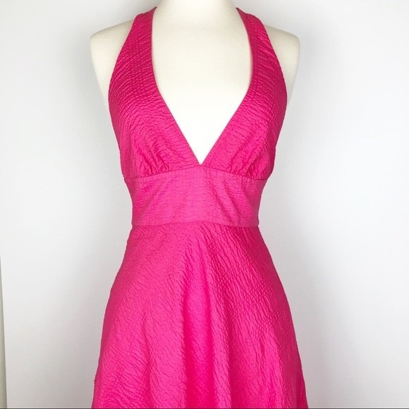 J.Crew Red Fuchsia Halter Dress Style 73510 Fit & Flare Open Back – New w/ Tag