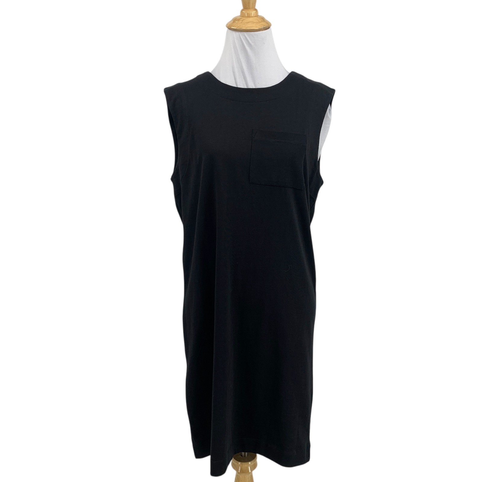 Loft Tee Dress Women XS Extra Small Black Cotton Muscle Cut Sleeves Chest Pocket