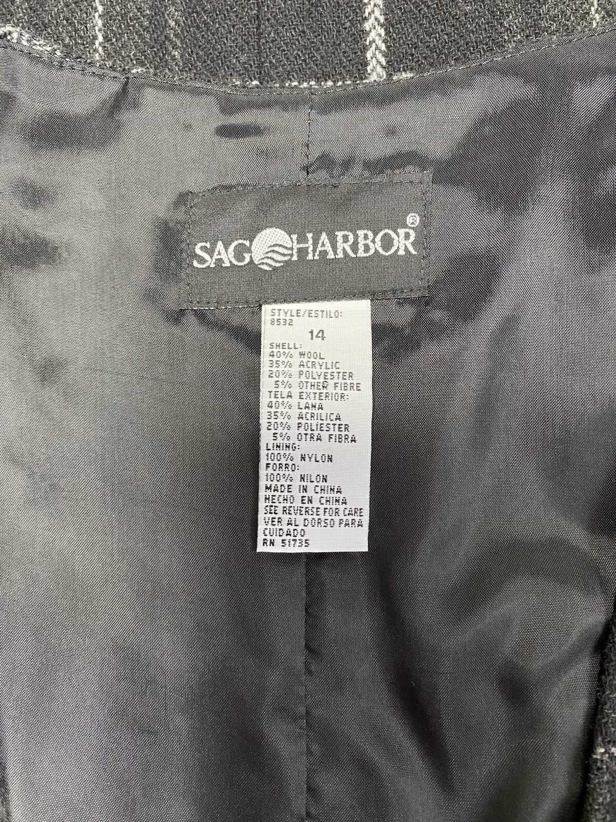 Sag Harbor Plaid Gray Wool Blend Acedemia Sleeveless Dress Size 14 (i)