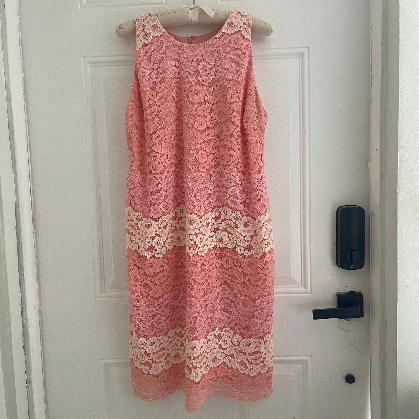 Alexia Admor Pink Colorblock Lace Sheath Dress Sleeveless Cocktail Party Size 14