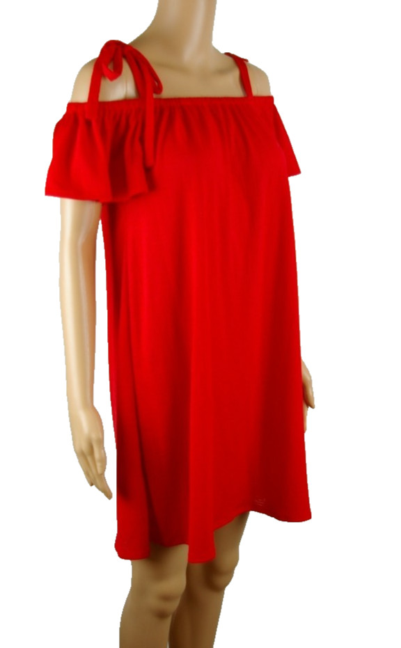 NWOT Green Envelope Solid Red Off the Shoulder Shift Dress Women’s Size Medium