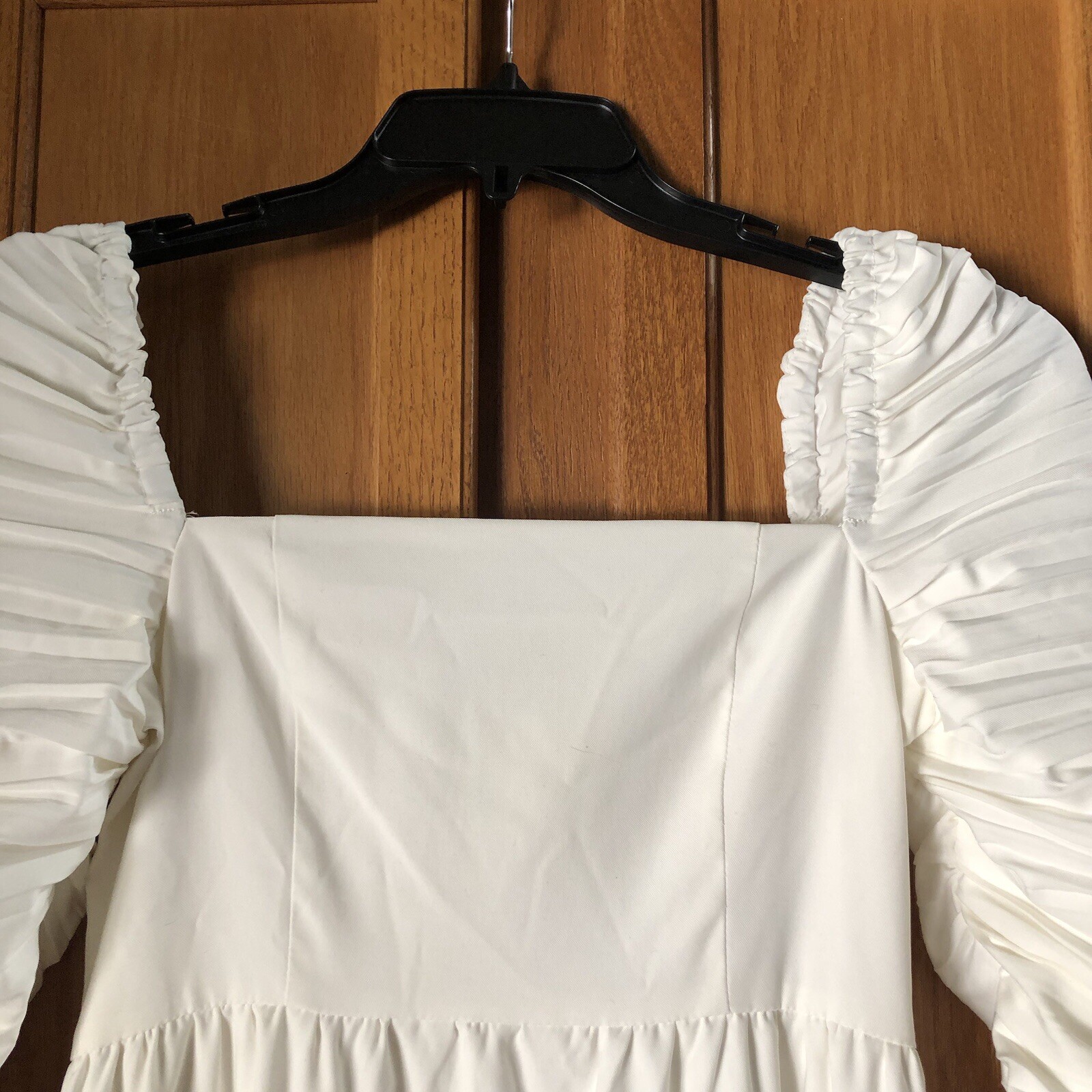OPT Cottagecore Square Neck Smocked Milkmaid A-Line Midi Dress White Small