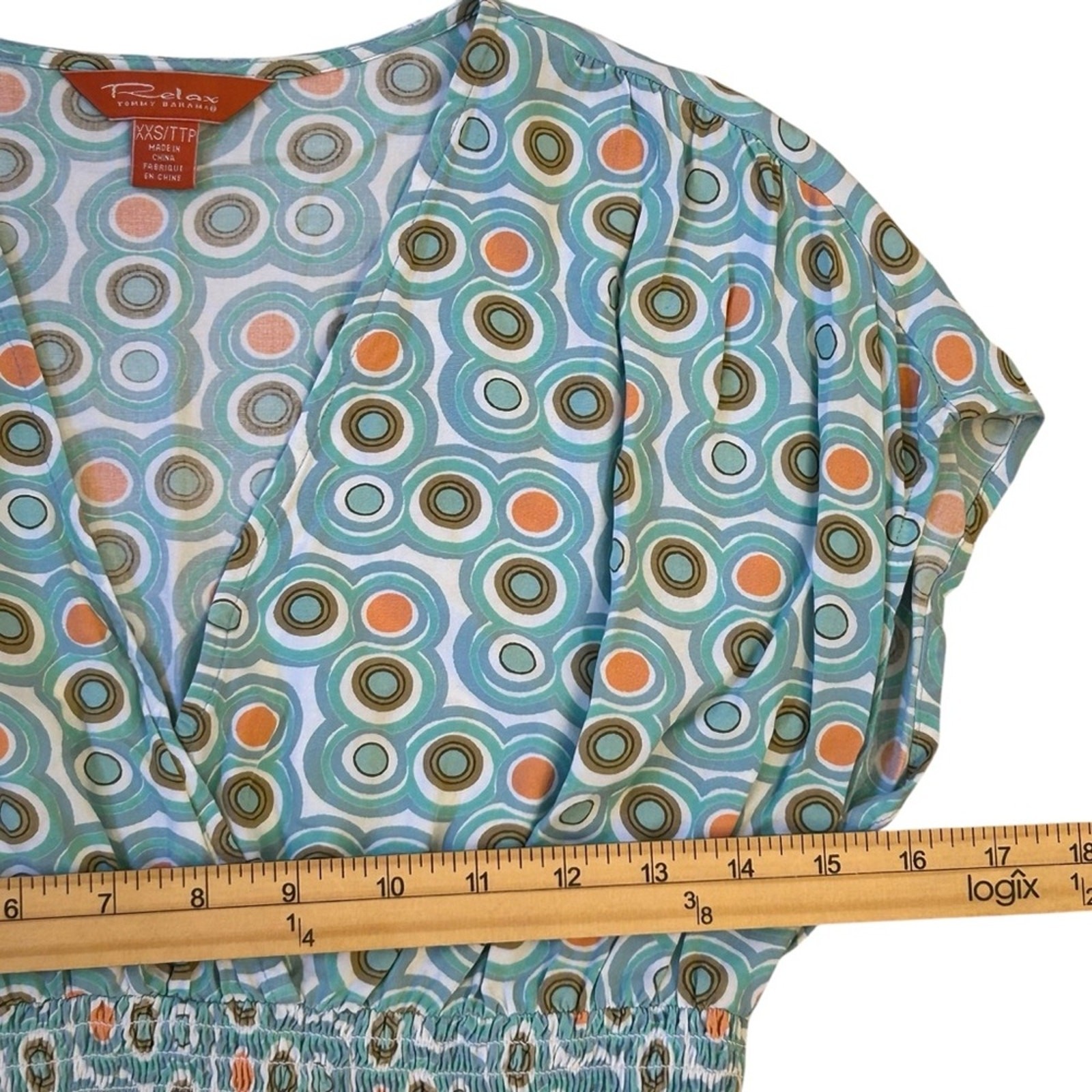 Tommy Bahama Resort Mod Retro Pattern Blue Green Orange Circle XXS Relax Summer