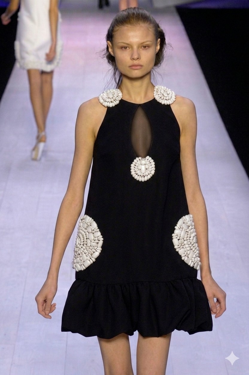 Giambattista Valli Summer 2008 Look 20 Black Silk Shift Dress IT 42/US Small NWT