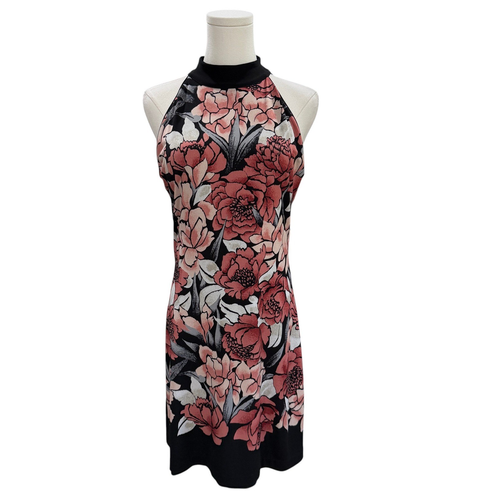 Reversible Halter Mini Dress Floral Black Y2K Coquette Party Chic Trendy Resort