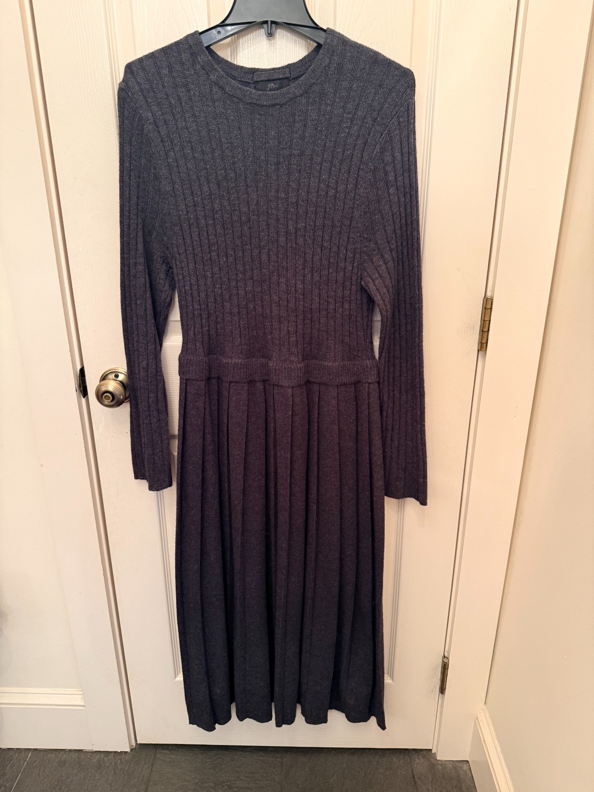 J.Crew Extra-Soft Wool Blend Knit Sweater Dress Charcoal Grey XL Long Sleeve EUC