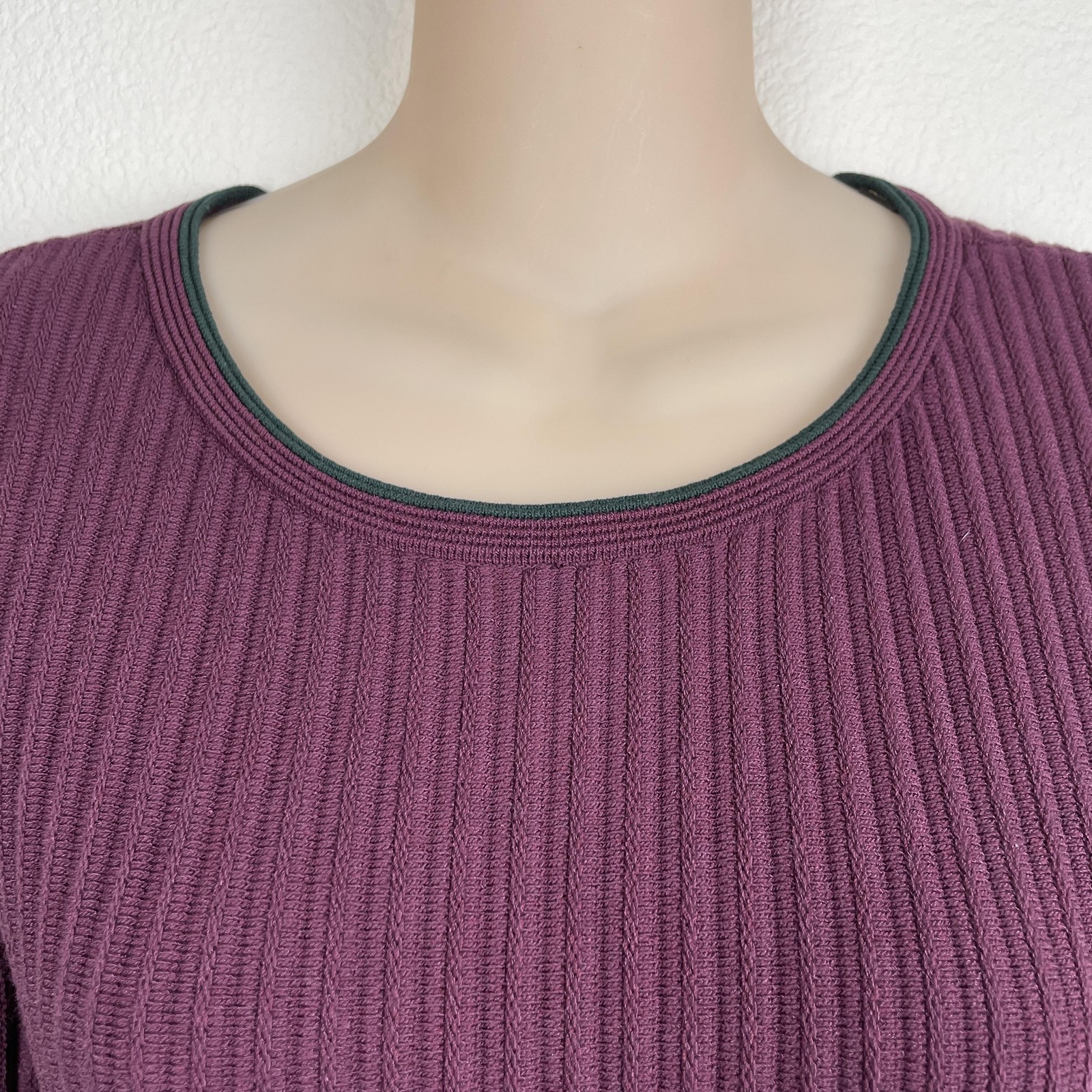 Ted Baker Dress Wmn 6 Purple Ribbed Knit Fit & Flare Skater Half Sleeve Back Zip