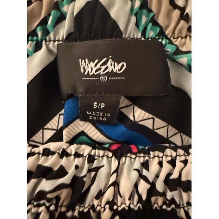 Mossimo Womens Small Strapless Popover Maxi Dress Black Geometric Tribal Print