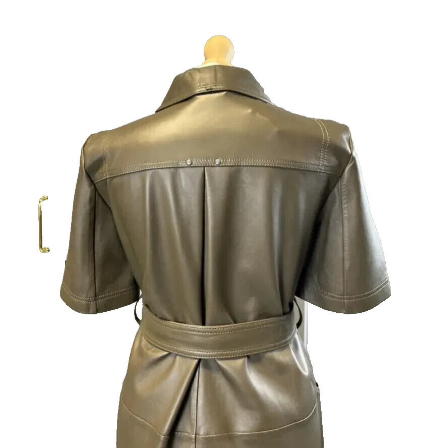 🌟 Sportmax by MAX MARA Nappa LEATHER Dress Usa2_ It36_ De32_ Uk4_ Fr34