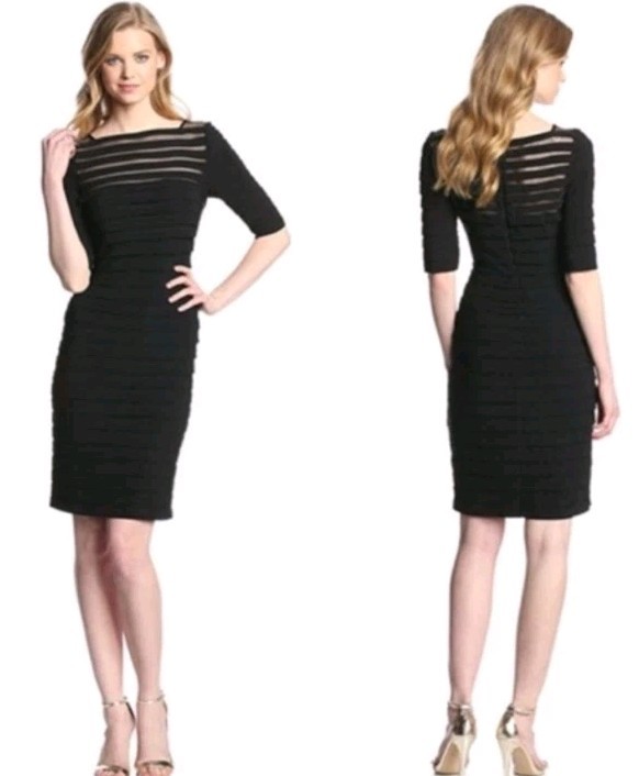 NWT Adrianna Papell Mini Dress Sheath Size 8 Wedding Guest Sheer Evening Party