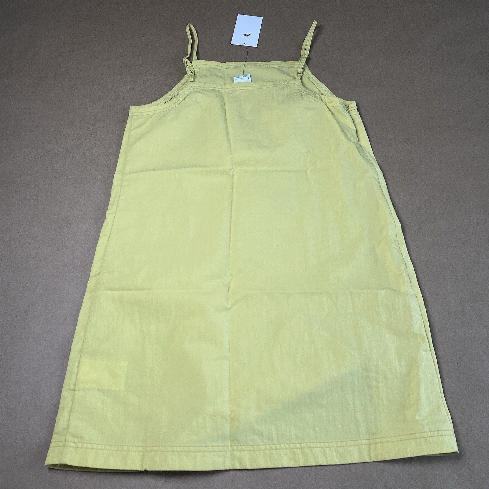 Nike M Medium NSW Swoosh Woven Casual Cami Dress Yellow Women Celery Sportswear