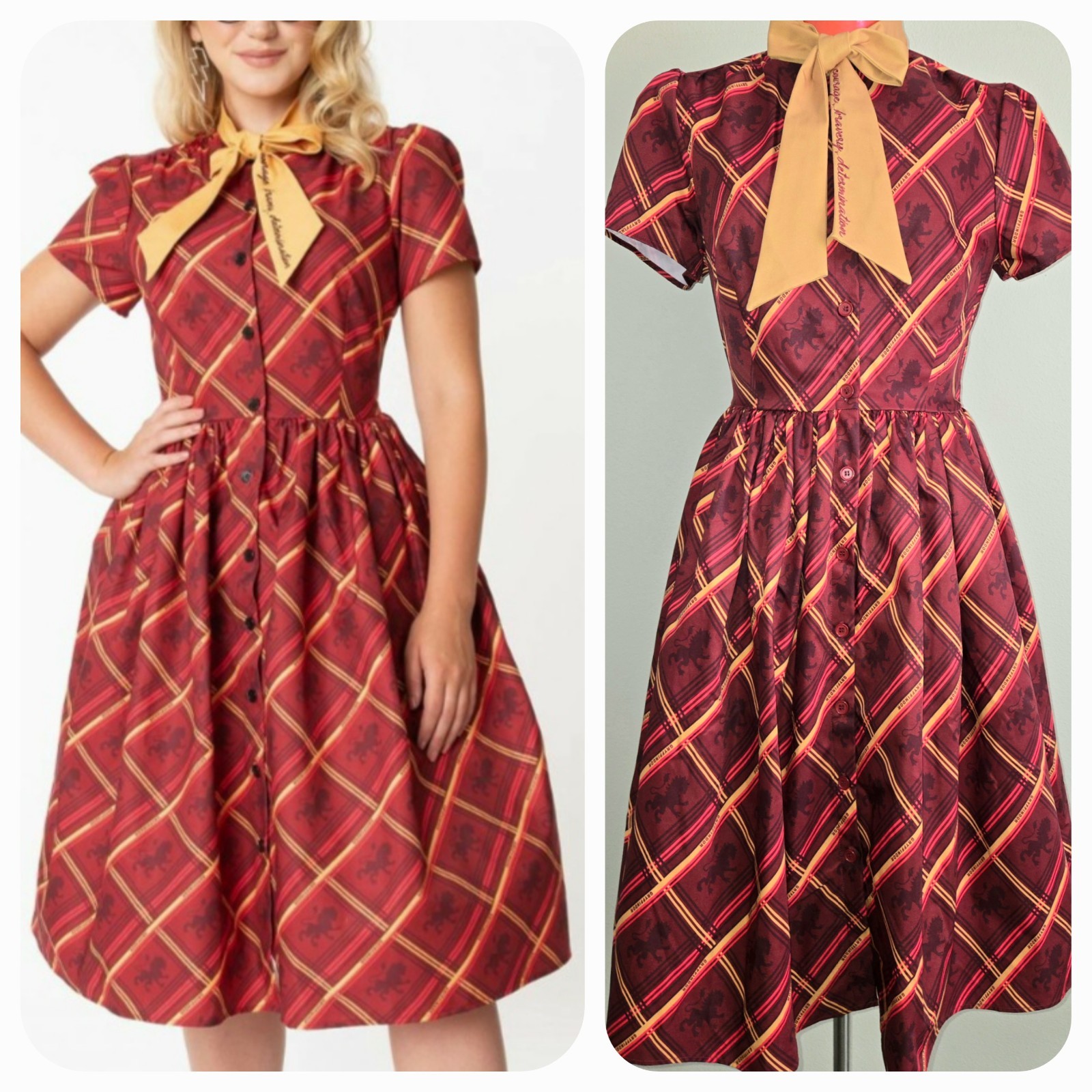 Harry Potter x Unique Vintage Gryffindor Cora Swing Rockabilly Dress Size L NEW