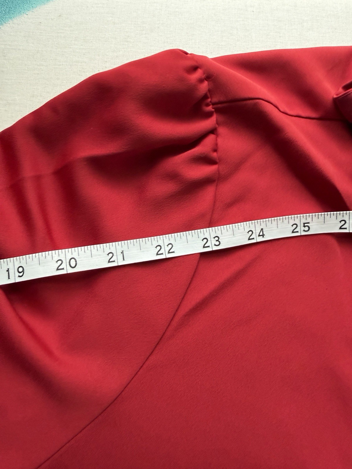 Halogen Satin Wrap Dress Size 2X Red Tie Waist Asymmetrical Cuff Sleeves Midi