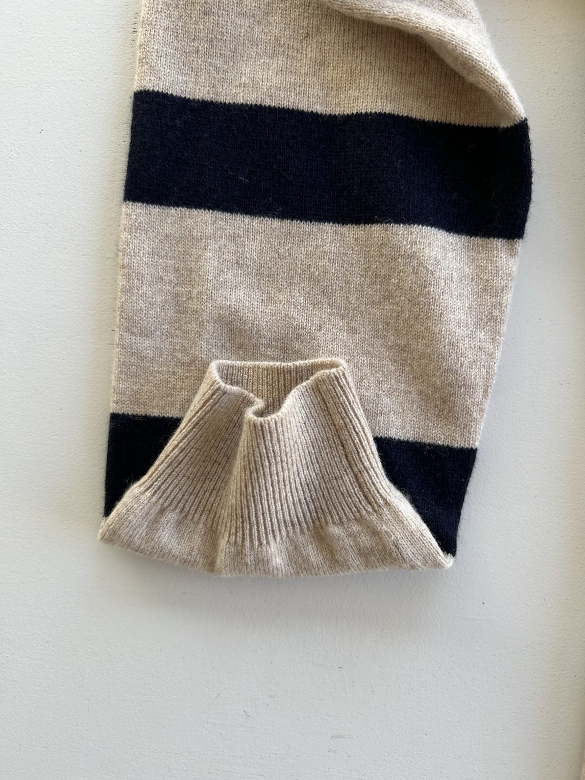 Ted Baker Knit Wool Cashmere Blend Sweater Dress Chevron Tan Navy Women’s Size 3