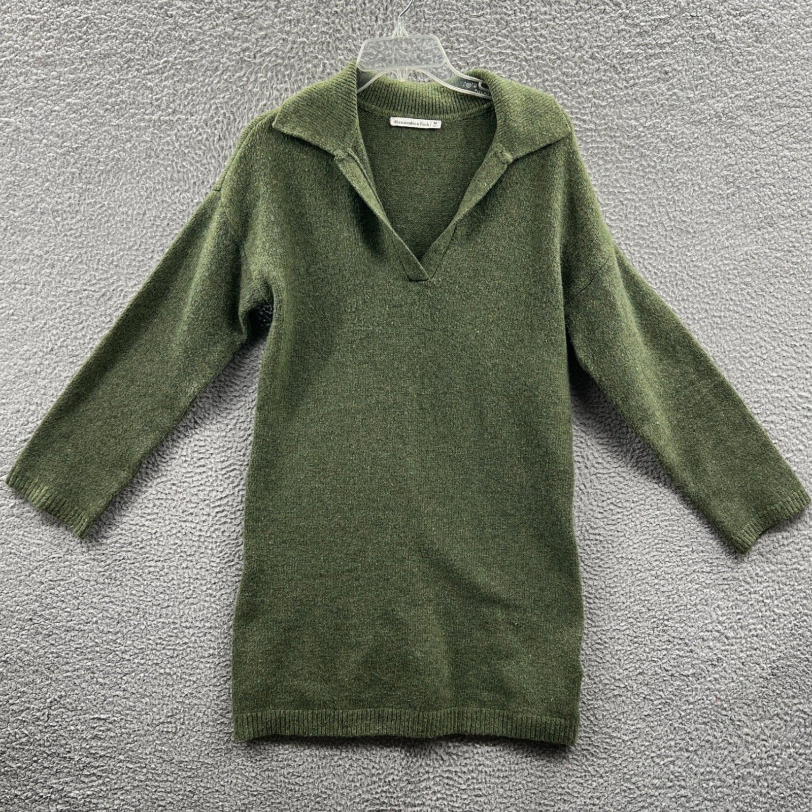 Abercrombie Fitch Womens Knit Tunic Sweater Dress M Olive Preppy Cozy Minimalist