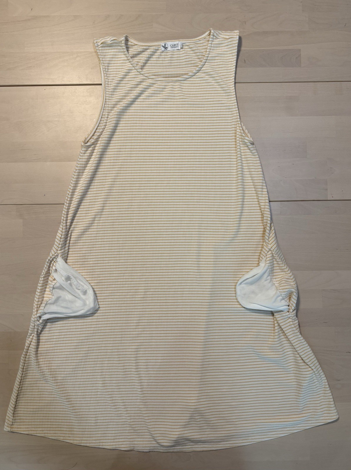 Carve Designs Dress Size Medium Yellow Stripe Sleeveless Midi Casual w/ Pockets