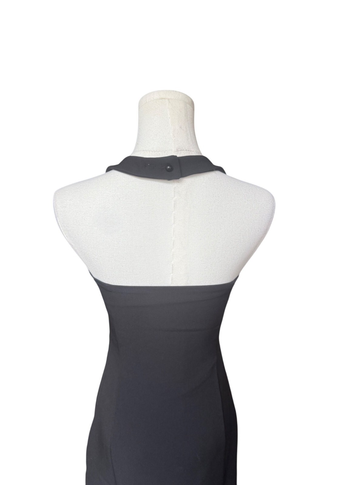 Commense Mixed Media Halter Midi Dress XS NWT Asymmetrical Sheer Dark Coquette