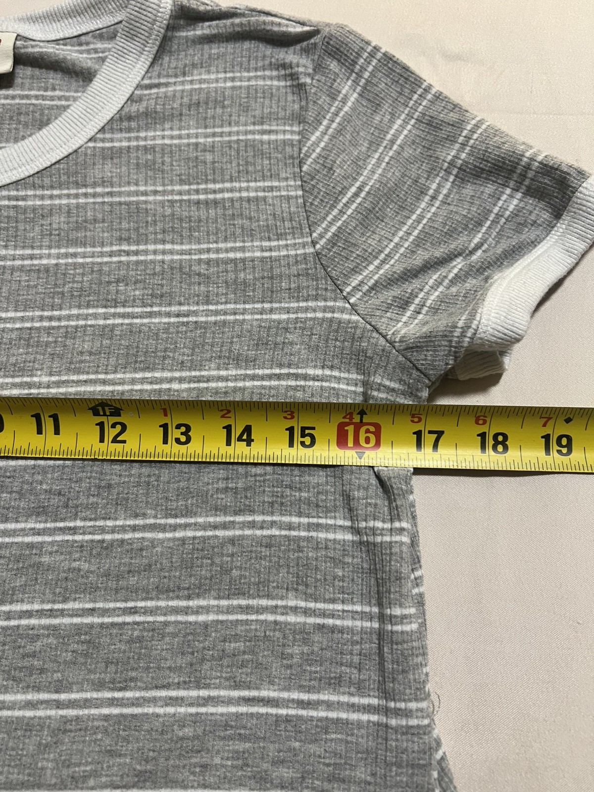Mossimo Supply Co Striped Grey & White Ribbed Crew Neck T-Shirt Dress Sz Medium
