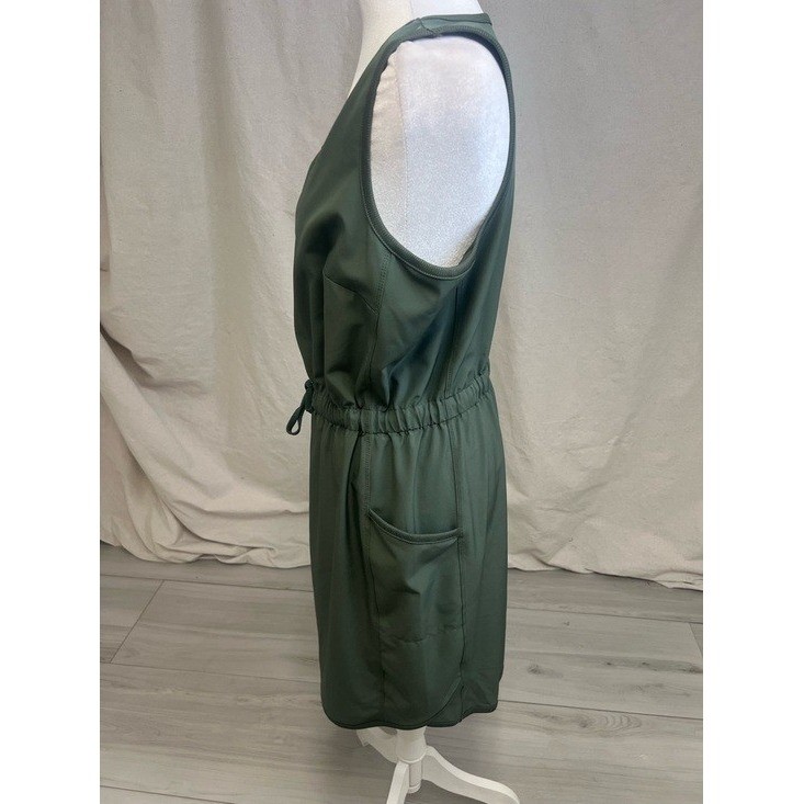 Tek Gear Athleisure Drawstring Tank Dress Sz M Olive Green Sporty Performance