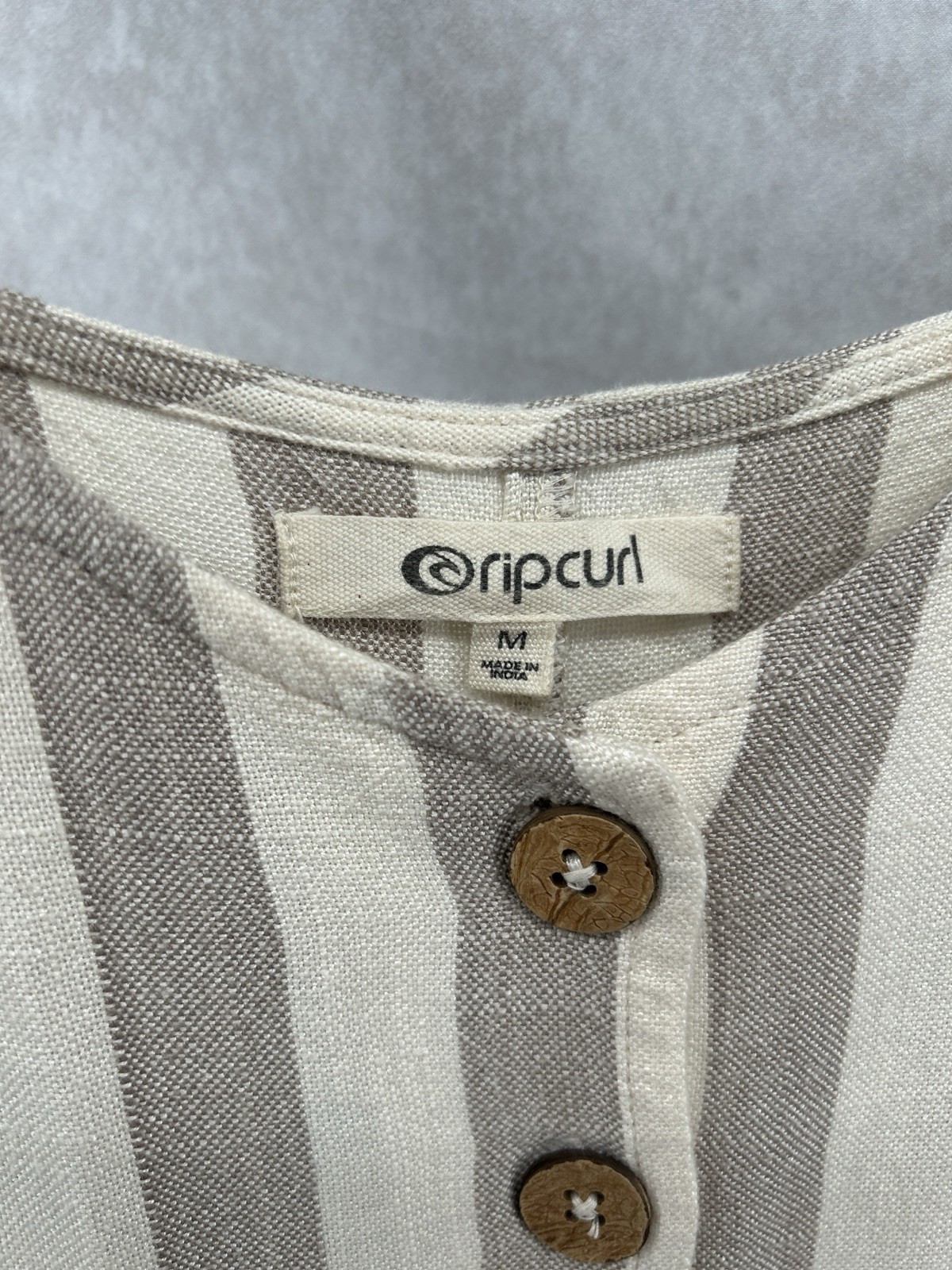 Rip Curl Oversized Resort Beach Mini Dress Sz Med Beige Lightweight Boho Hipster