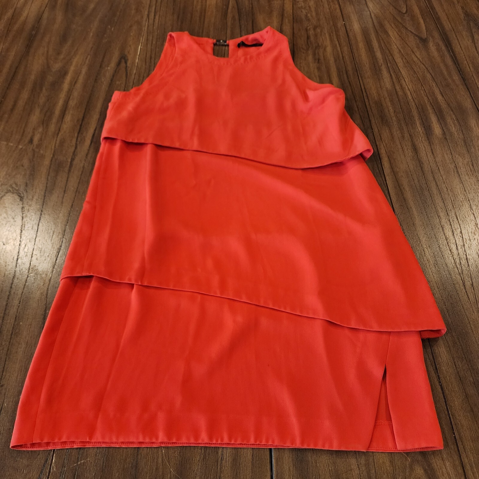 Sfera Layered Front Crew Neck burnt orange tiered sleeveless mini Dress M/L