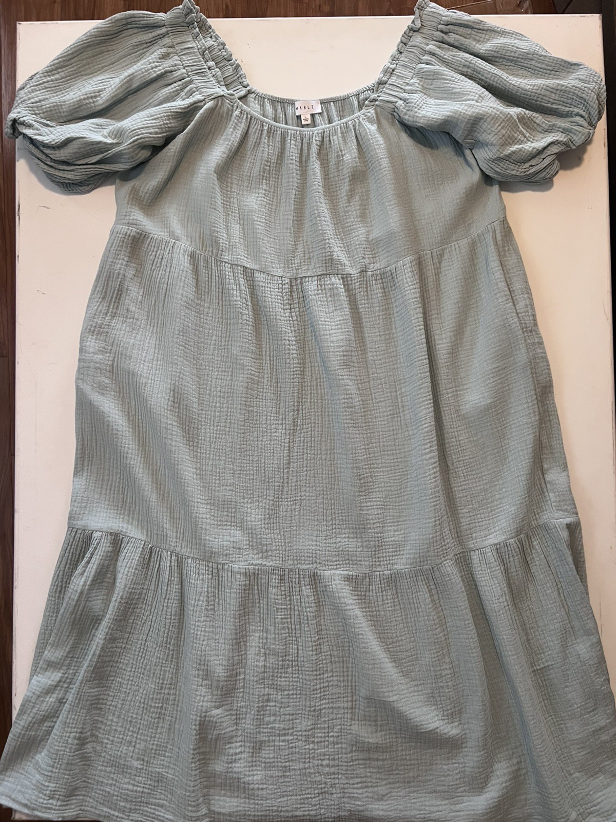 MABEL Puff Sleeve Prairie Scope Neckline Dress Cottage Core SZ Large