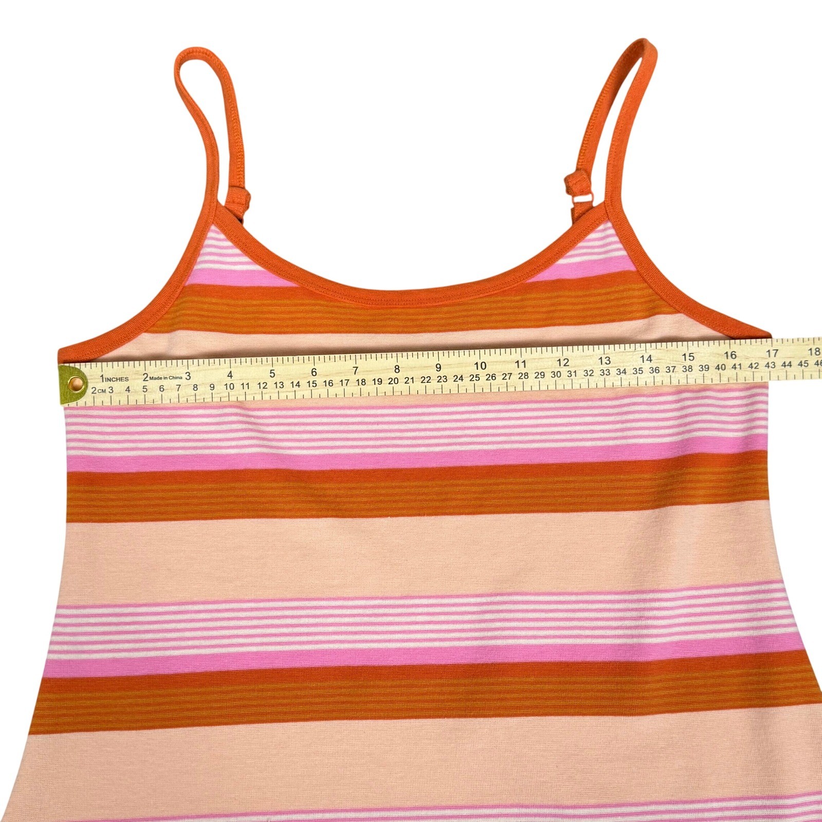 American Eagle Striped Camisole Mini Dress Womens Large Orange Pink Sleeveless