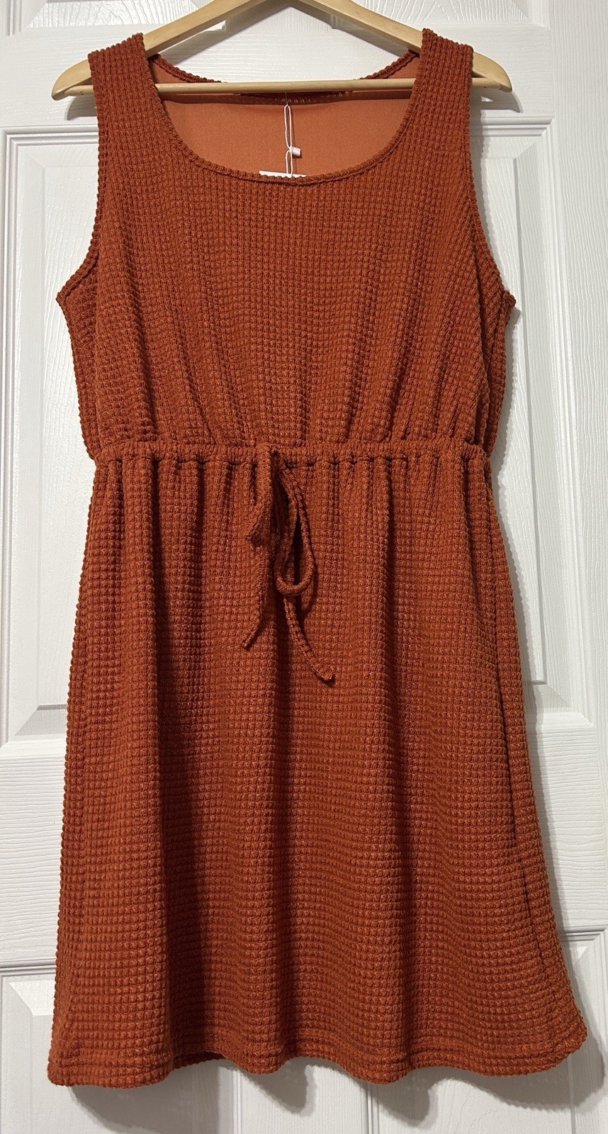 Ninexis Women’s Rust Orange Tank Dress Sleeveless Waffle Knit NWT Size XL