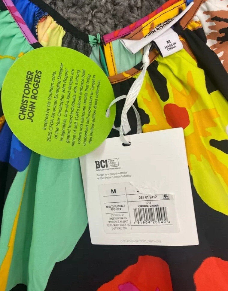 CHRISTOPHER JOHN ROGERS MULTICOLOR 100% COTTON TOP SHIRT SIZE M NEW TAGS