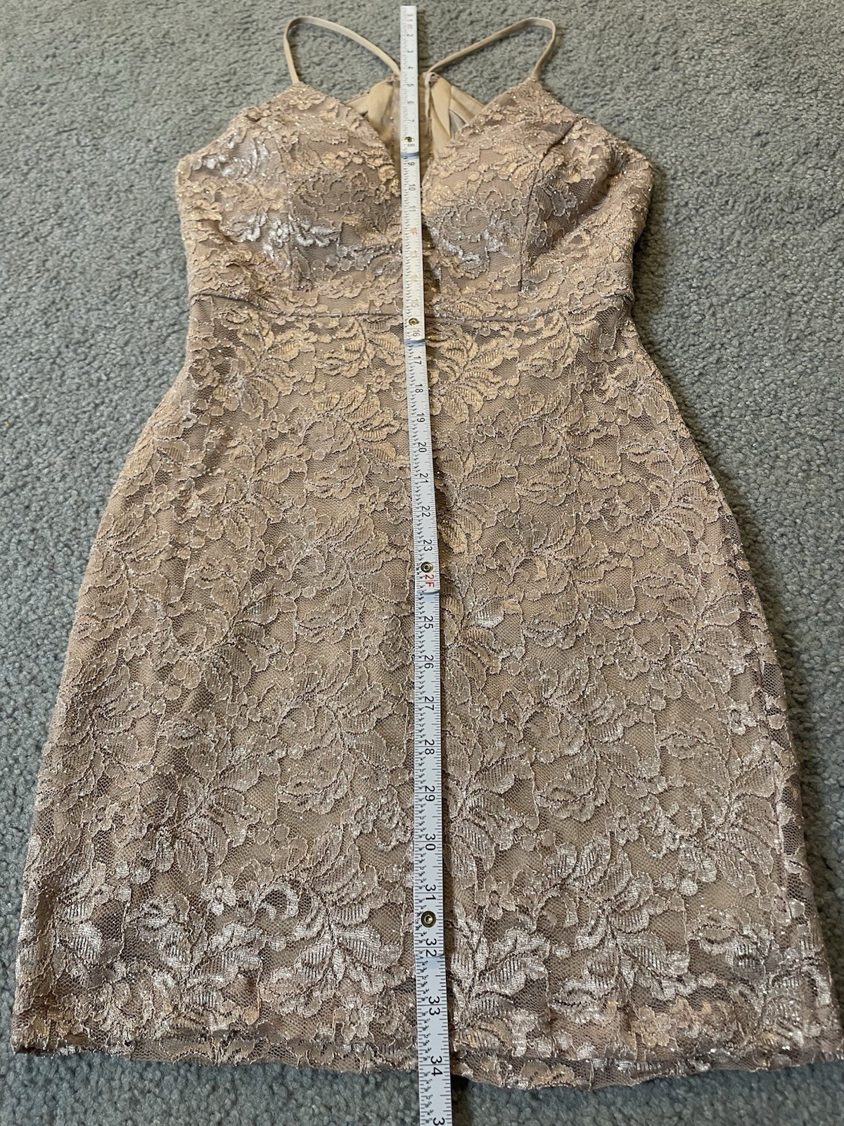 Emerald Sundae Floral Lace Cocktail Dress Sz L Mini Peach Cut Out Formal Club