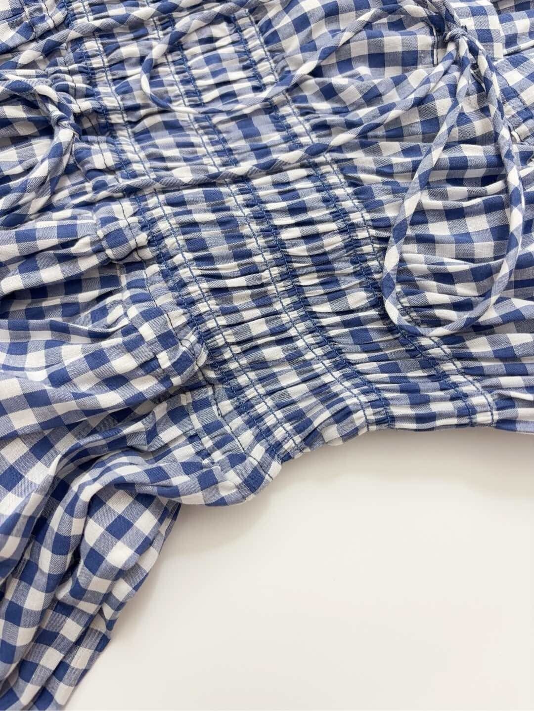 DOEN 25 Spring/Summer checkered printed cinched waist lace-up vest dress